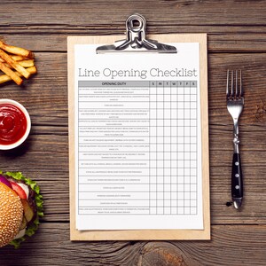 BOH Opening Checklist, Professional Kitchen Editable Opening Checklist Template, Instant Download, Edit Free With Canva, Restaurant Template