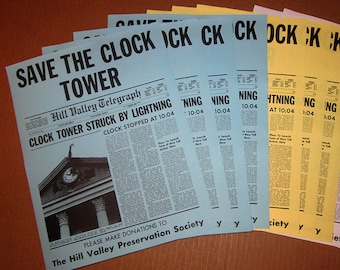 Back to the Future 10X Save the Clock Tower Flyers - Best Screen Accurate Replicas, recreated from Original Prop Scans!