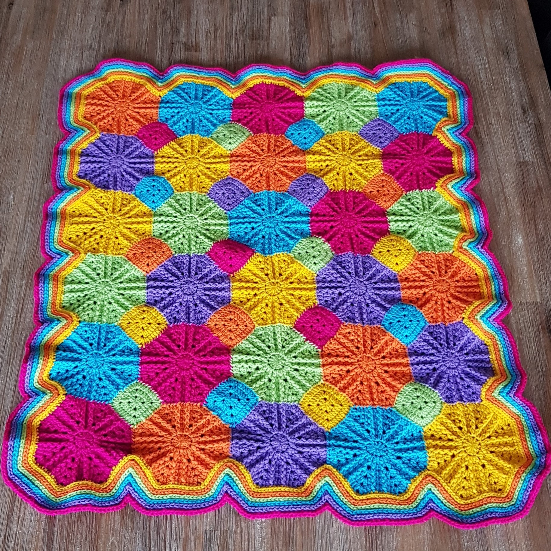 Octagon Fireworks Crochet Blanket Pattern Etsy