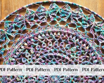 Patrón de crochet para tapiz de mandala, mandala de concha de Paua