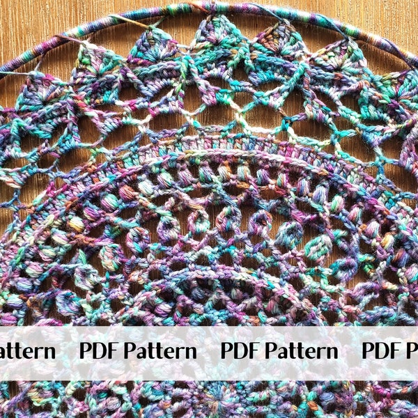 Mandala Wall Hanging Crochet Pattern, Paua Shell Mandala