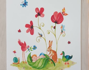 Greeting card/ Birth greeting card/ birth card/ birth boy/ animal birth card/ illustration card/ boy birth card/ donnatella
