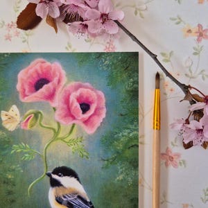 Tarjeta de felicitación de pájaro/postal/tarjeta de invitación/ilustración dibujada a mano/retrato de pájaro pintado al óleo