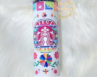 Cafecito y Chisme 20oz. Skinny Tumbler, Chula, chismosa, cabrona, chingona, perrona, toxica, mexican tumbler, zarape theme tumbler