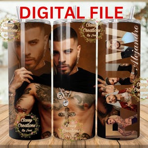 Rauw Alejandro 20oz Straight tumbler sublimation wrap, Digital file only