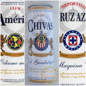 Soccer Team Modelo Tumbler, Las Chivas, America team, Pachuca, Atlas, Cruz Azul, Mexico, Toluca