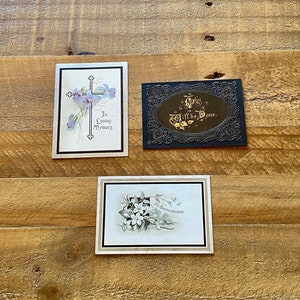 Tarjetas funerarias antiguas In Memoriam. Tarjetas conmemorativas para anunciar el fallecimiento de familiares. Tarjetas de luto victorianas y eduardianas