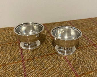 A pair of Solid Silver Salts. Small Antique Silver Dishes. Dated 1910
