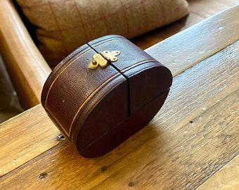 Antique Leather Bangle Box. Antique jewellery box. Victorian Jewelry Box for a bangle bracelet