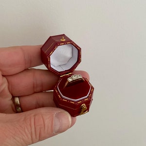 Unusual Vintage Style Ring Box. Wedding Ring Box. Red Antique Style Jewelry Case. Victorian Style Ring Box