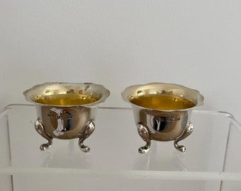 A beautiful pair of Antique Solid Silver Salts. Small Antique British Silver Dishes. Dated 1912