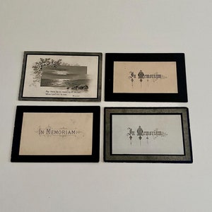 Four Antique In Memoriam Cards. Remembrance Cards. Family Mourning Death Cards. Victorian and later