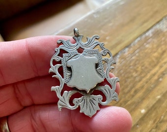 Reich verzierte doppelseitige Vintage Massiv Silber Taschenuhr Kette Fob . Antike Silber Medaille Anhänger. Gut für Vintage Schmuck machen