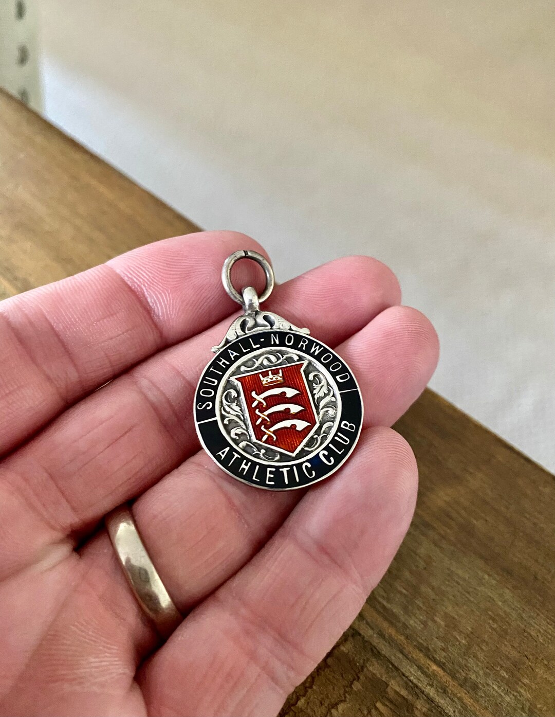 Vintage Solid Silver & Enamel Pocket Watch Chain Fob. Antique Etsy