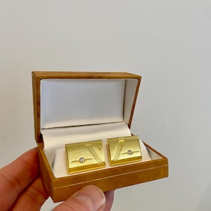 1970s Retro cufflinks in a jewellery box, Great Gift for Him