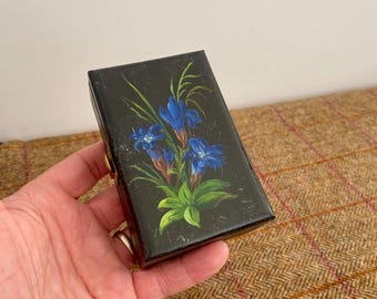 ヴィンテージの手描き小物入れ。ヴィンテージの木製ジュエリーボックス。
