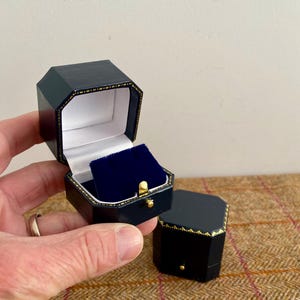 Vintage Style Earrings Box. New Blue Leatherette Antique style jewellery box. Beautiful Jewelry Box for Earrings