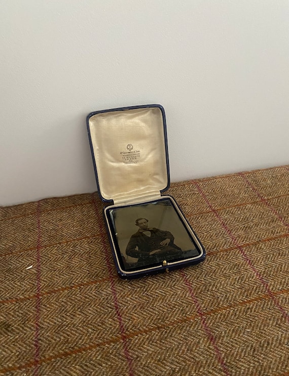 Antique Ambrotype Photograph in Vintage Jewelry Case. Victorian Photo in Case