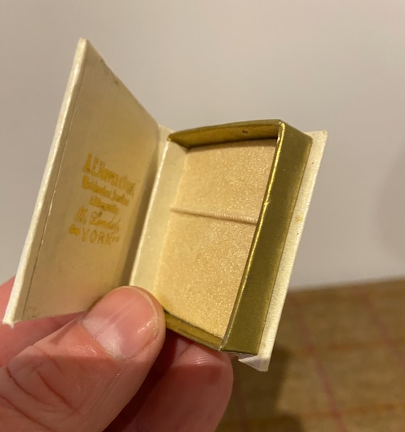 Small Book Shaped Vintage Ring Box. Victorian Wedding Ring Box