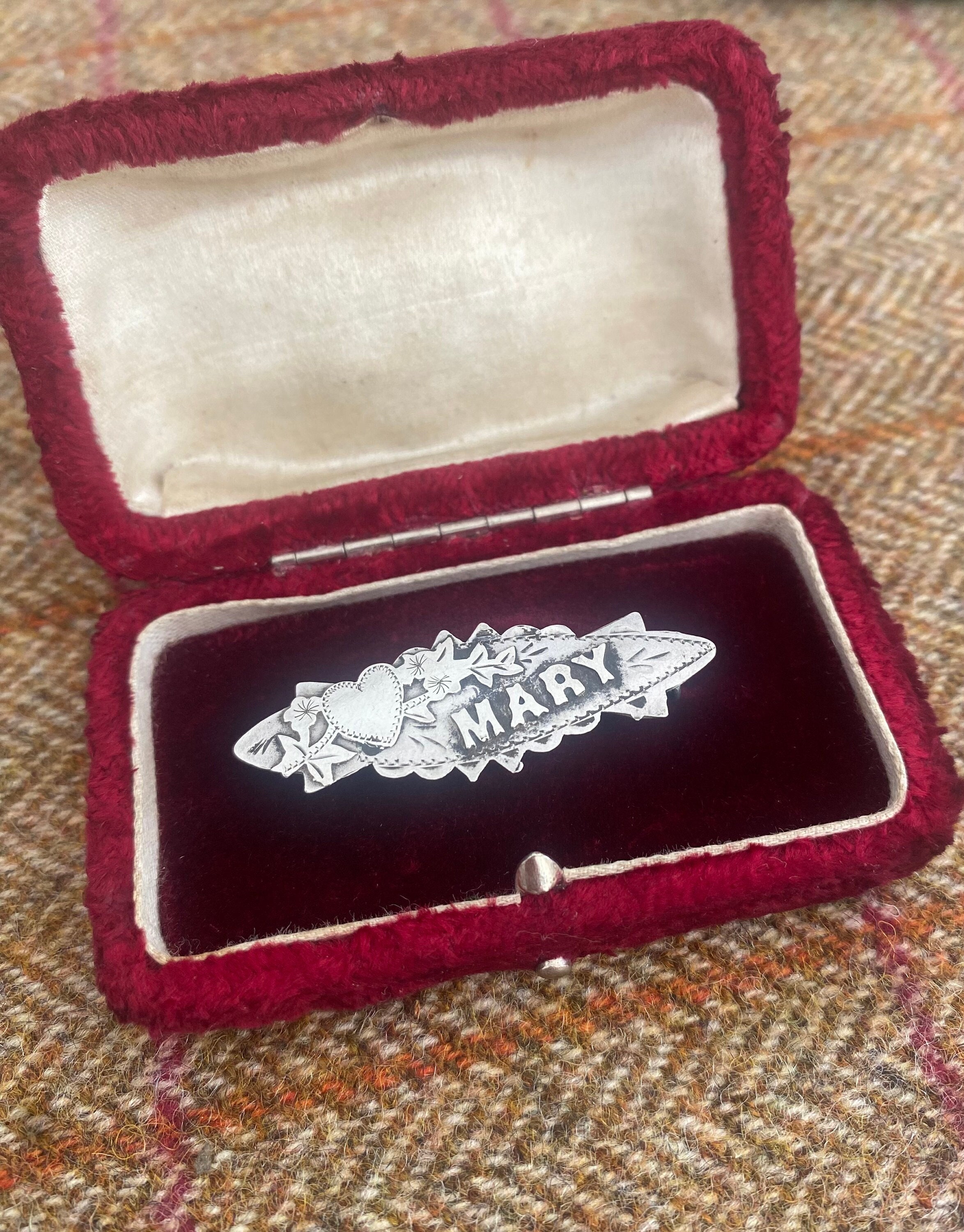 Ancienne Broche en argent massif prénom MARIE - bijoux