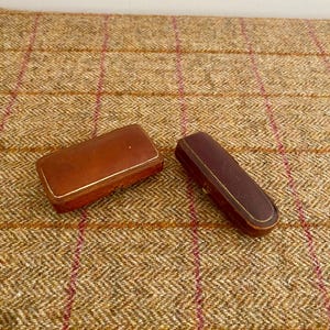 Two antique cigarette holder cases. Vintage Leather Cheroot holder boxes. Tobacciana collectables.