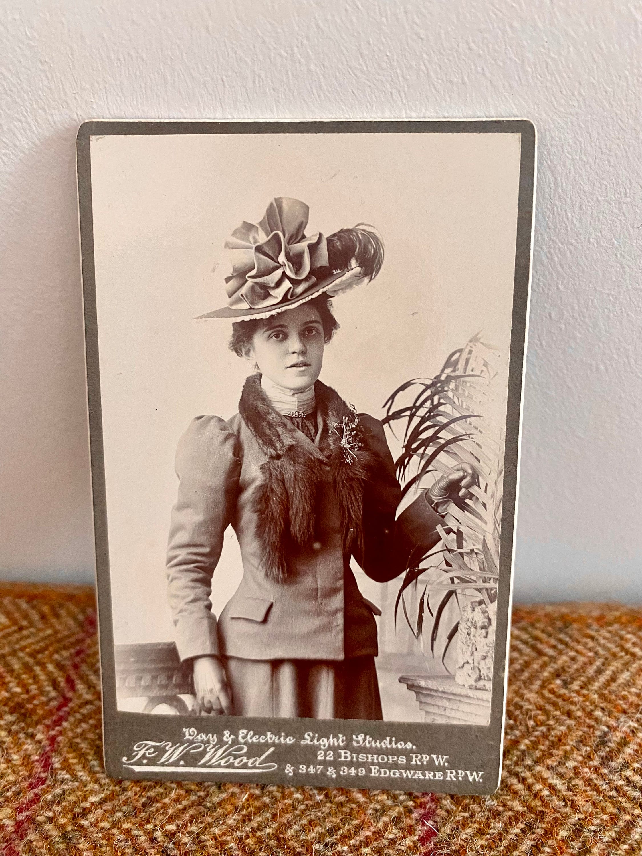 Antique CDV photograph. Original Photo of a well dressed lady wearing an unusual hat. Carte De Visite with fashion interest. Fashion Photo
