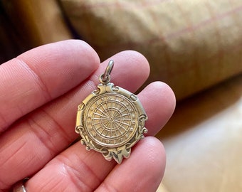 Vintage Massiv Silber Taschenuhr Kette. Antike Silber Medaille Anhänger. Alte britische Darts Medaille