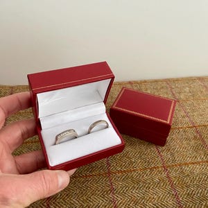 Red Leatherette Double Ring box. Wedding Ring Box. Cufflinks Box. Jewellery Box for Cufflinks or rings