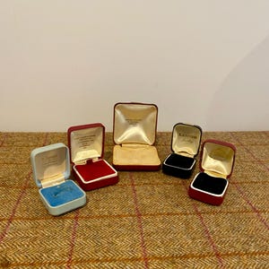 Collection of Five Vintage Jewelry Boxes and ring Boxes. Retro Jewellery Boxes. The Price is for all five Jewelery Boxes
