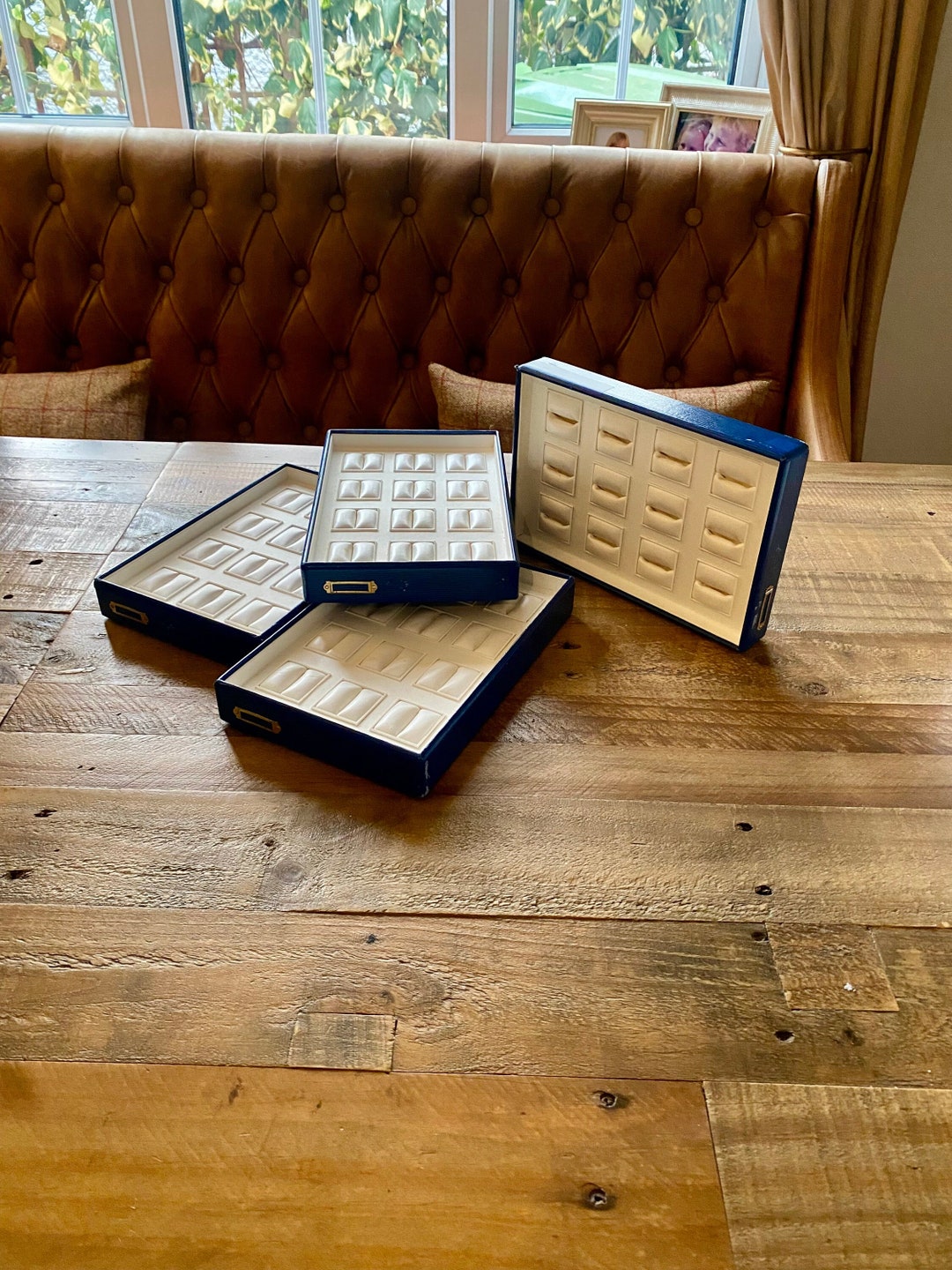 Four Vintage Jewellery Shop Ring Display Pads. Retro Jewelry Display