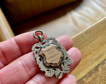 Kunstvolle Vintage Massiv Silber Taschenuhr Kette. Antike Silber Medaille Anhänger. Gut für Vintage Schmuck machen