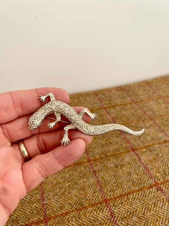 ROTOOY Spille Lucertola Grande Strass Per Donna Geco Camaleonte A Quattro Zampe Spilla Animale - Foto 6