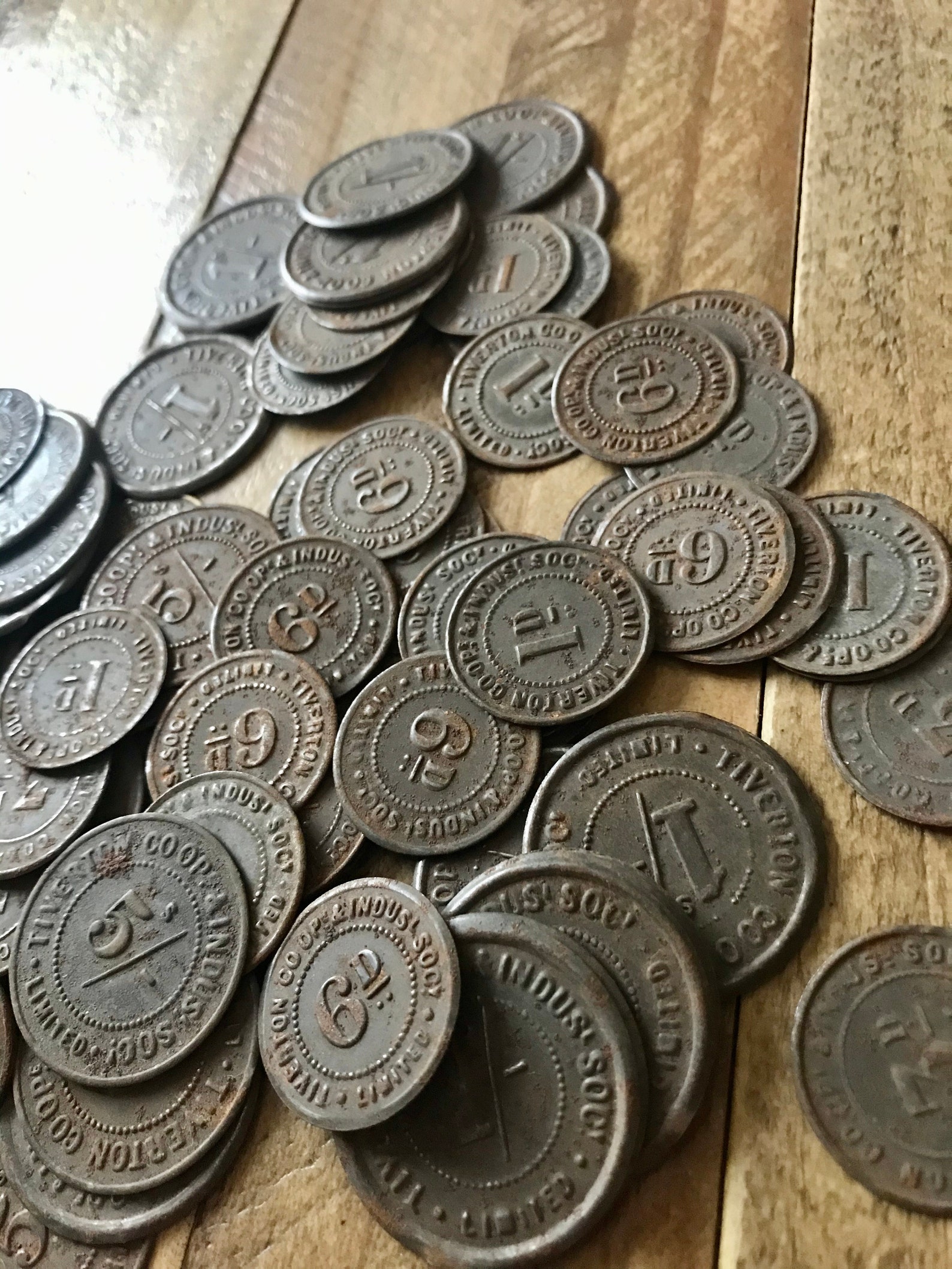 A collection of 5 x Vintage Store Tokens. Tiverton Coop Etsy