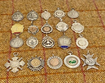 20 x Vintage Solid Silver Pocket Watch Chain Fobs. Antique silver pendants. Great for Jewelry making. 172g