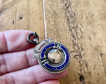 Vintage Solid Silver Pocket Watch Chain Fob. Antique Hallmarked silver medal pendant. Good for Jewelry making