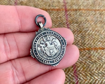 Vintage Sterling Silver Pocket Watch Chain Fob. Antique Tonbridge Hospitals silver medal pendant. Good for Jewelry making