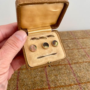 Antique Jewellery Box with shirt studs. Vintage Jewelry Box with gents accessories