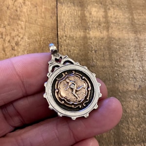 Vintage Solid Silver Pocket Watch Chain Fob. Antique Silver medal pendant. Old British medal. Good for Jewelry Making