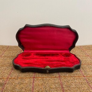 Unusually Shaped Vintage Box. LeatherAntique Manicure set Box. Possible Jewellery box or multi ring box conversion