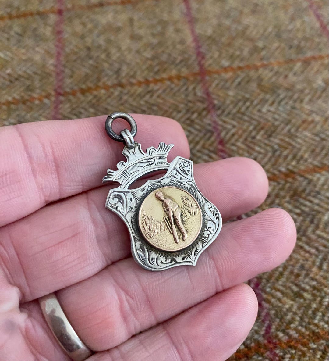 Vintage Watch Chain w/Medallion w/Gold Shield main image 1