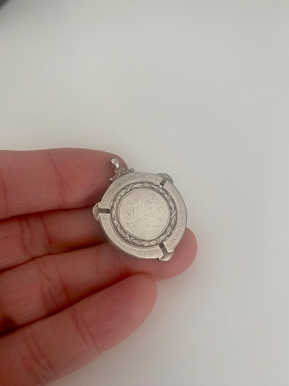 Vintage Solid Silver Pocket Watch Chain Fob. Antique Hallmarked silver medal pendant. Good for Jewelry making