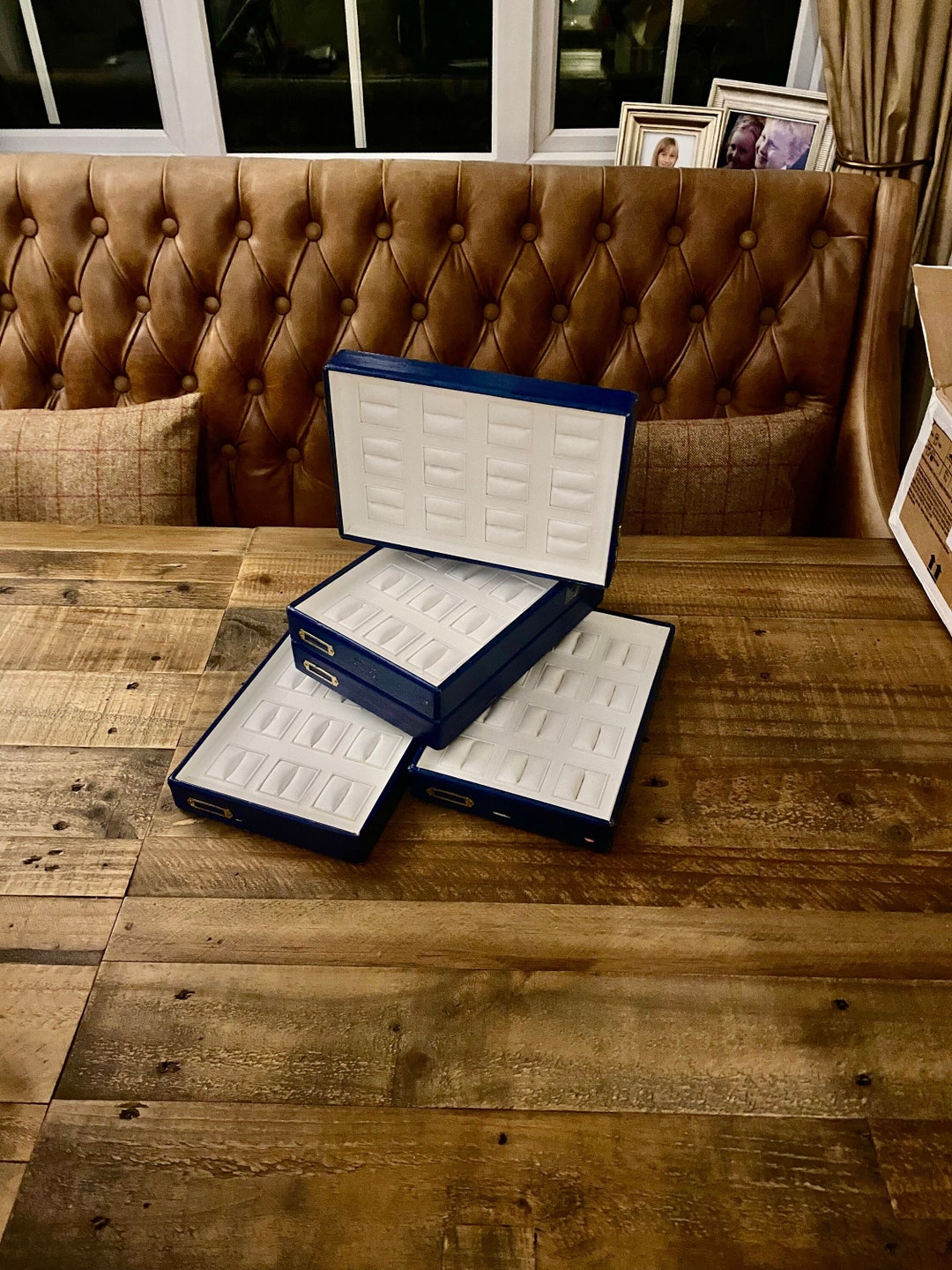 Five Vintage Jewellery Shop Ring Display Pads. Retro Jewelry Display