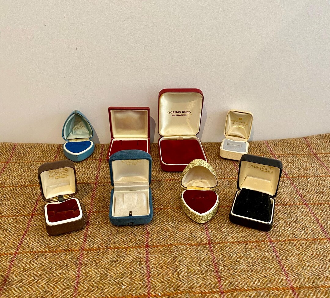 Collection of Eight Vintage Jewelry Boxes and Ring Boxes. Retro — free download