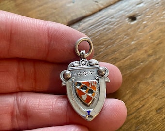 Vintage Solid Silver Pocket Watch Chain Fob. Antique silver medal pendant. Good for Jewelry making