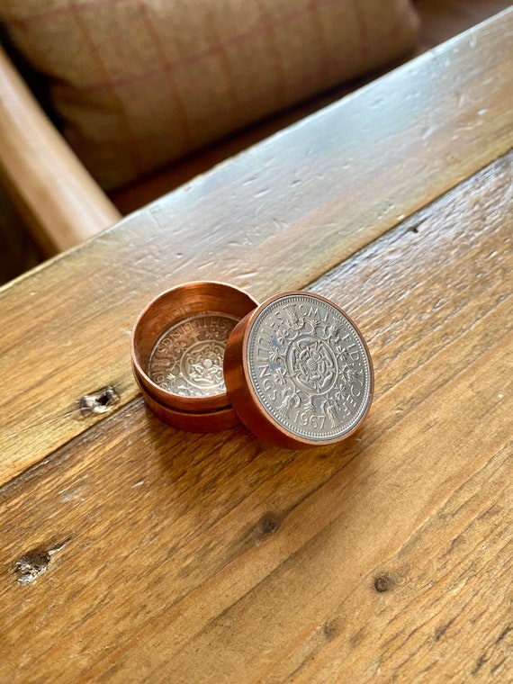 Beautiful Coin Medication Box. Handmade from two … - image 1
