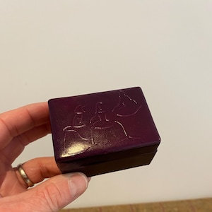 Small New Leather Trinket Box. Purple Leather Jewellery Box. Jewelry Box