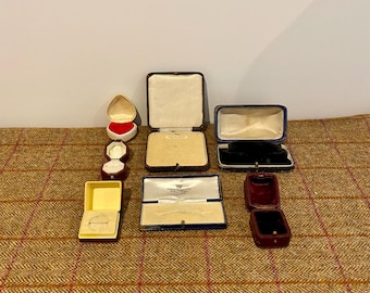 Seven Vintage Jewellery Boxes & Vintage Ring Boxes. Antique
