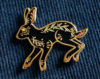 Hase Emaille Pin - vergoldet (Jackrabbit/Rabbit)