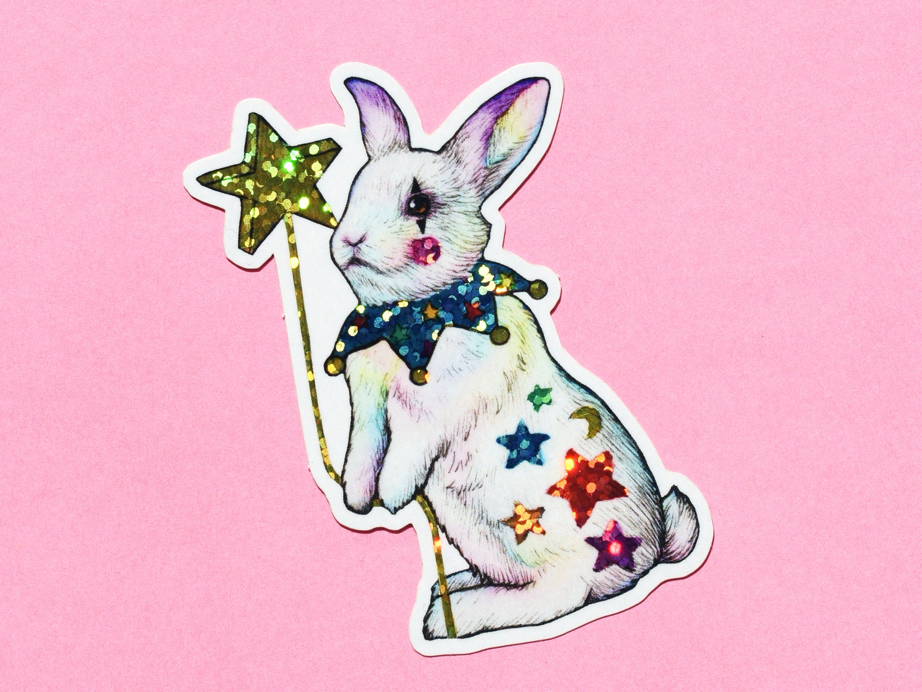 Sparkly Clown Bunny Sticker - Etsy