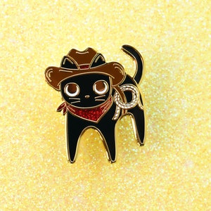 Cowboy Cat Sparkly Enamel Pin Golden Metal image 7